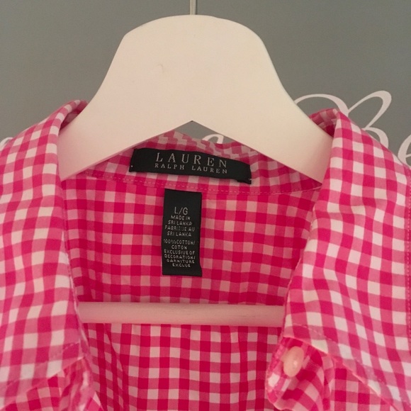 LAUREN LONG SLEEVE PINK CHECK TOP - Picture 2 of 3